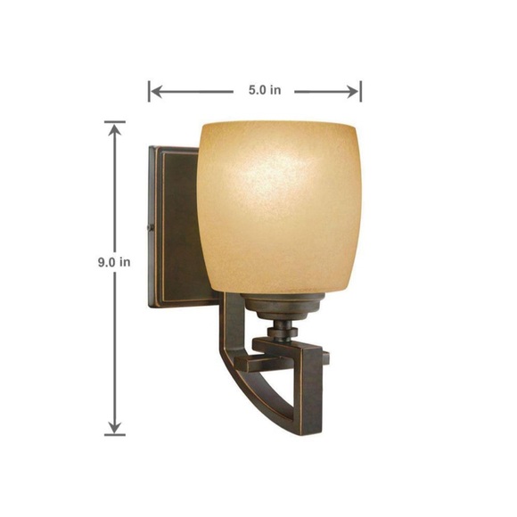 2 Hampton Bay bronze wall sconces w/ shades *1 new in box & 1 new without box - Picture 3 of 7